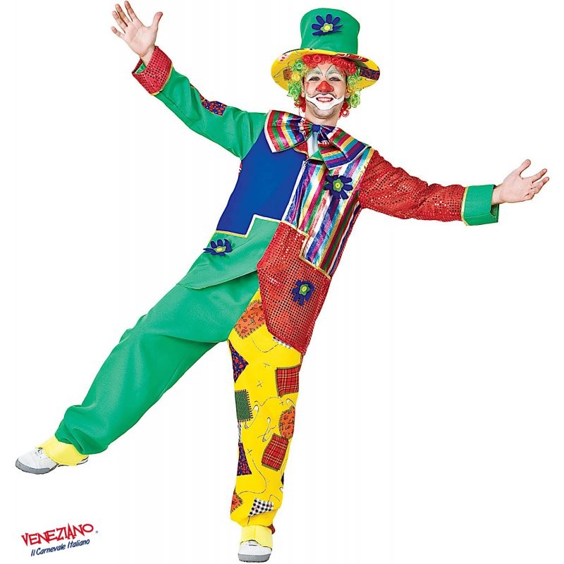 Costume vestito di carnevale Pagliaccio da S a XL