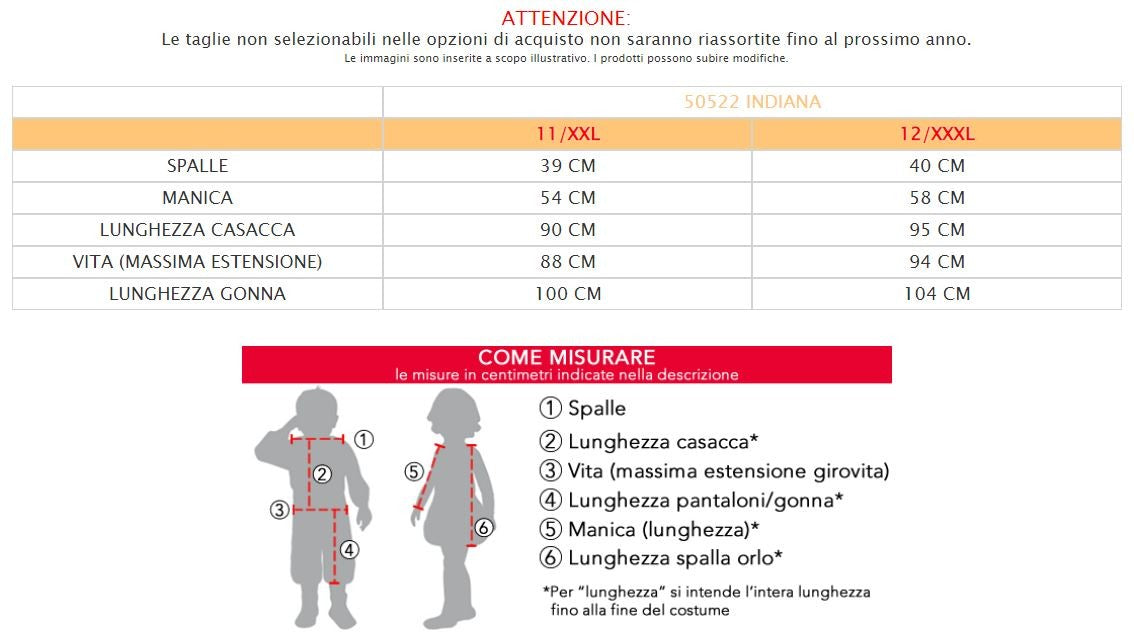 Costume vestito di carnevale Indiana 11 - 12 anni