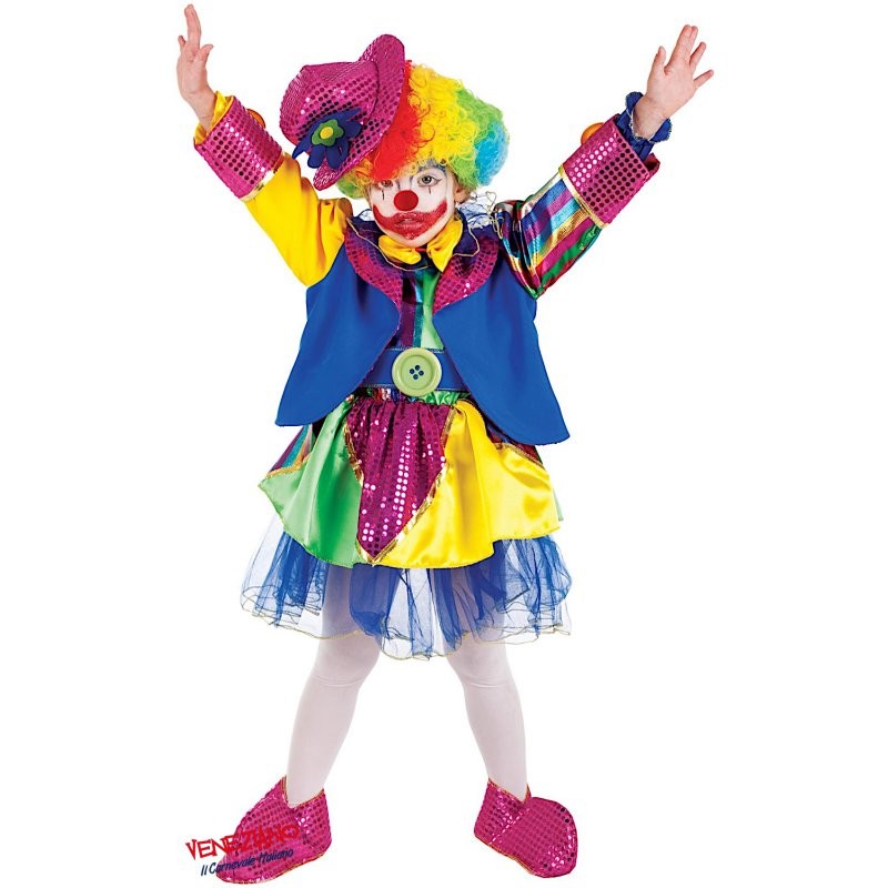 Costume vestito di carnevale Pagliaccetta da 7 a 10 anni