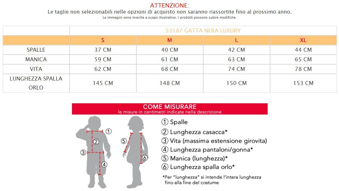 Costume vestito di carnevale Gatta Nera Luxury da S a XL