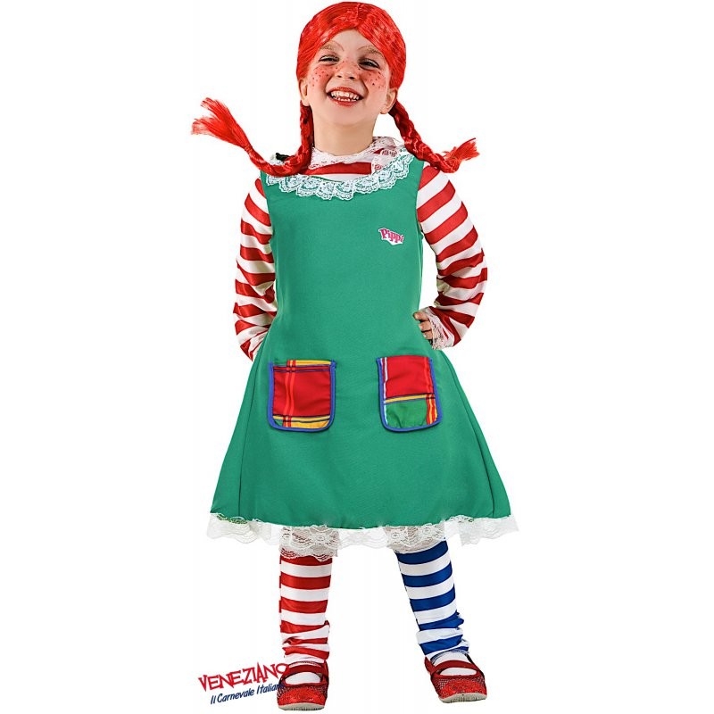 Costume vestito di carnevale Pippi da 7 a 10