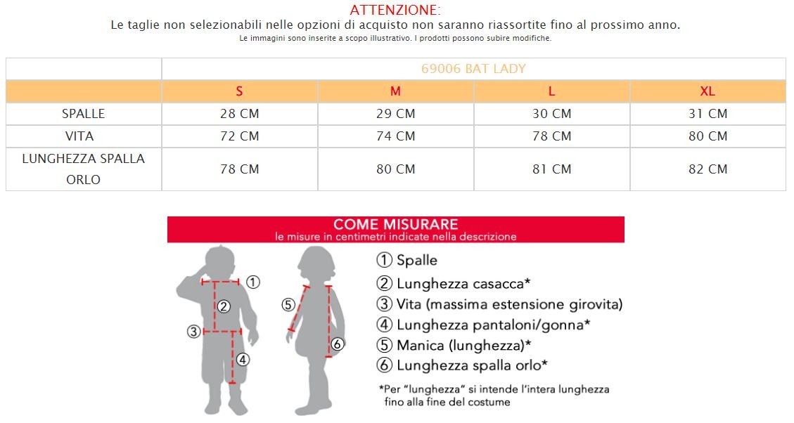 Costume vestitodi carnevale Bat Lady da S a XL