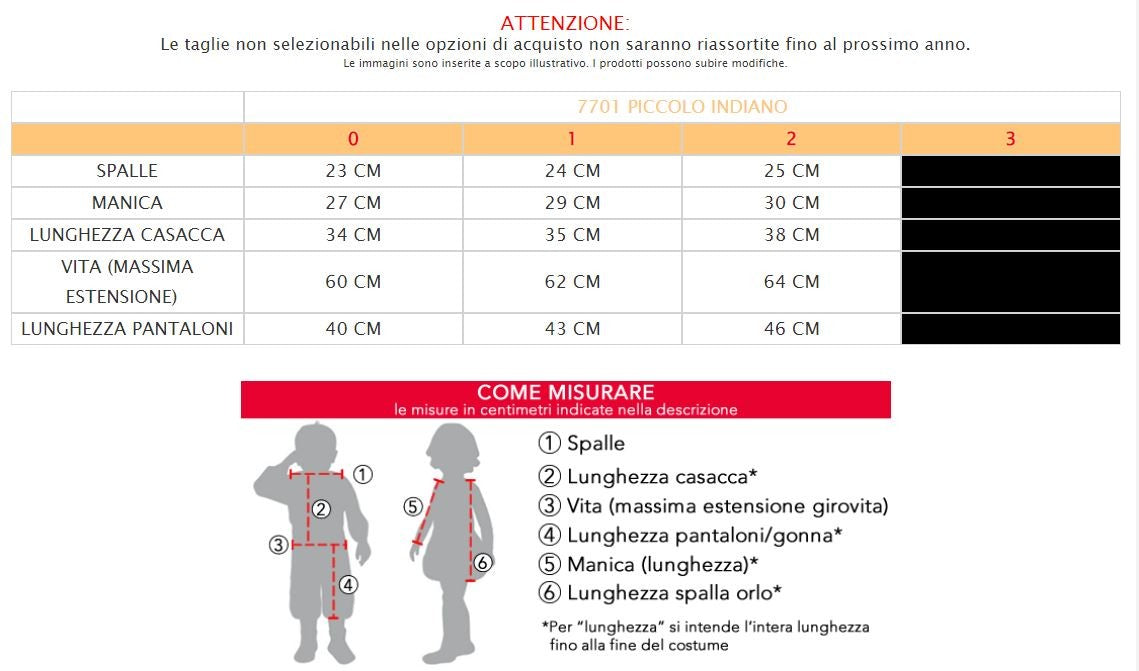 Costume vestito di carnevale Piccolo Indiano da 0 a 3 anni
