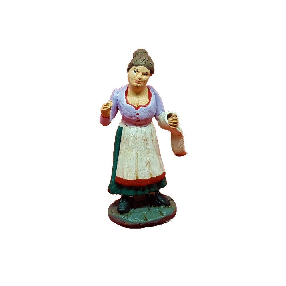 Pastore statuina Vecchietta con straccio 10cm di terracotta