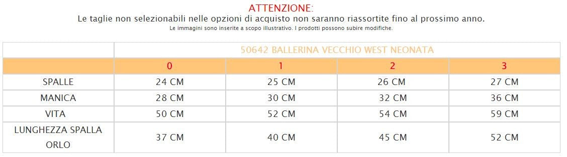 Costume vestito di carnevale Ballerina vecchio west neonata da  0 a 3 anni