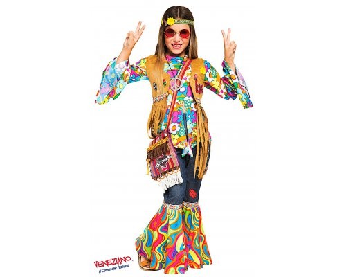 Costume vestito di carnevale Ragazza Hippy da 7 a 10 anni