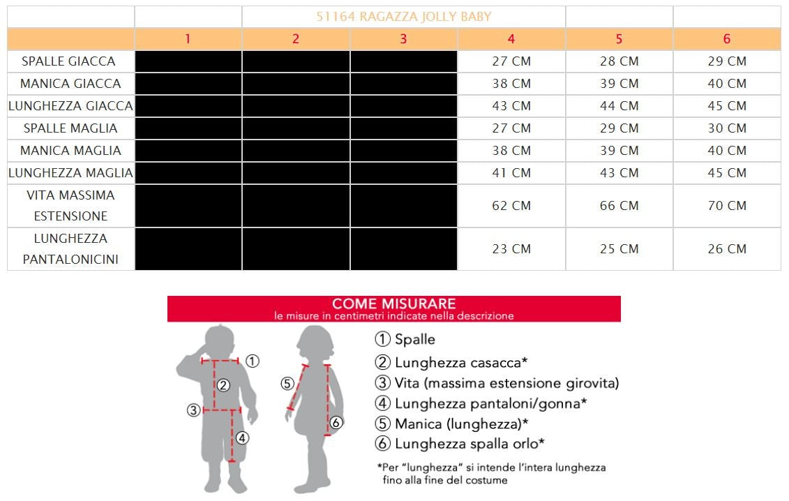 Costume vestito di carnevale Ragazza Jolly da 3 a 6 anni