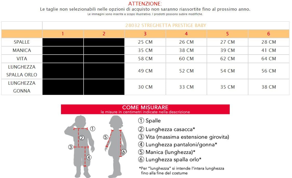Costume vestito di carnevale Streghetta Prestige Baby da 3 a 6 anni