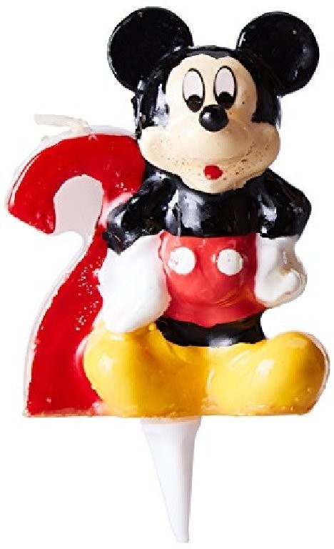 Candelina di cera per compleanno numero 2 Topolino Mikey Mouse