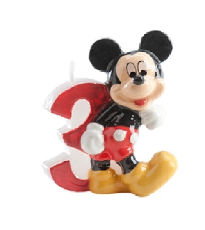 Candelina di cera per compleanno numero 3 Mikey Mouse Topolino