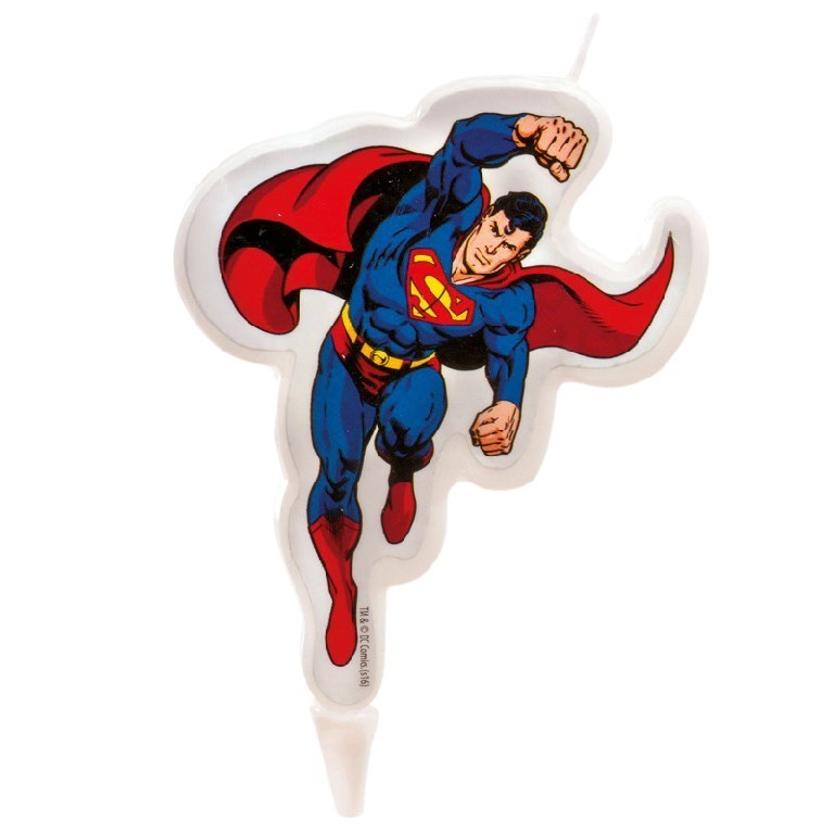 Candelina di cera per compleanno Superman 10cm