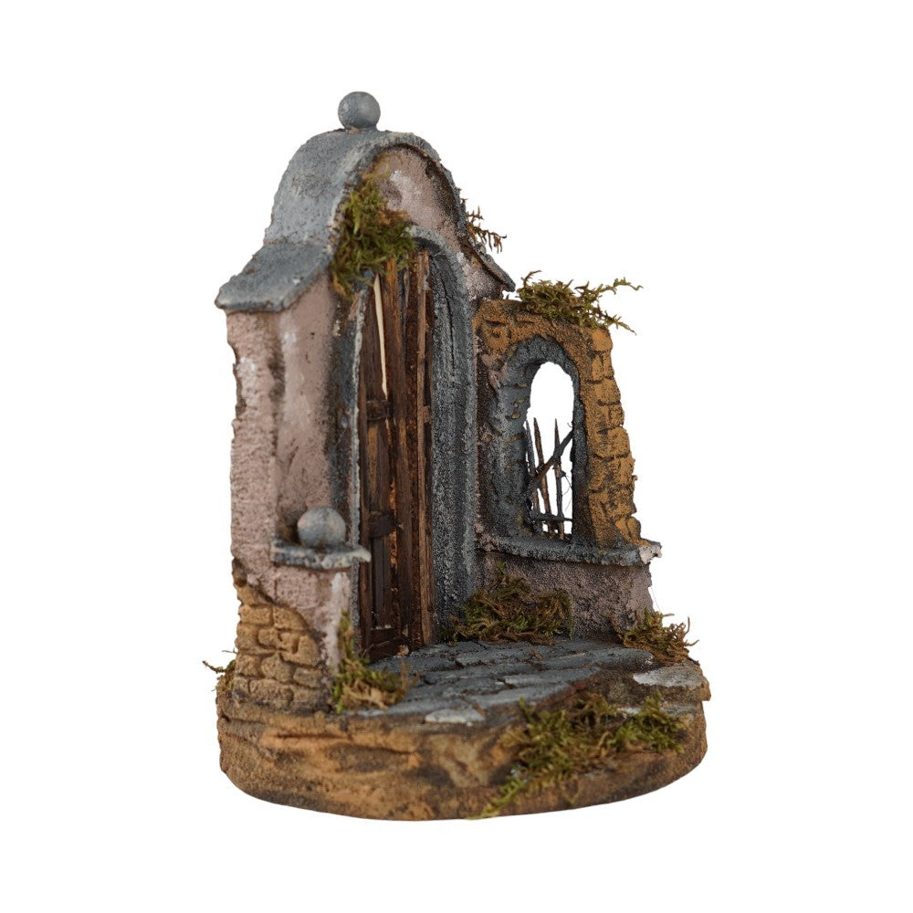 Tempio presepe 20x30 cm per campana in vetro statue 10 cm