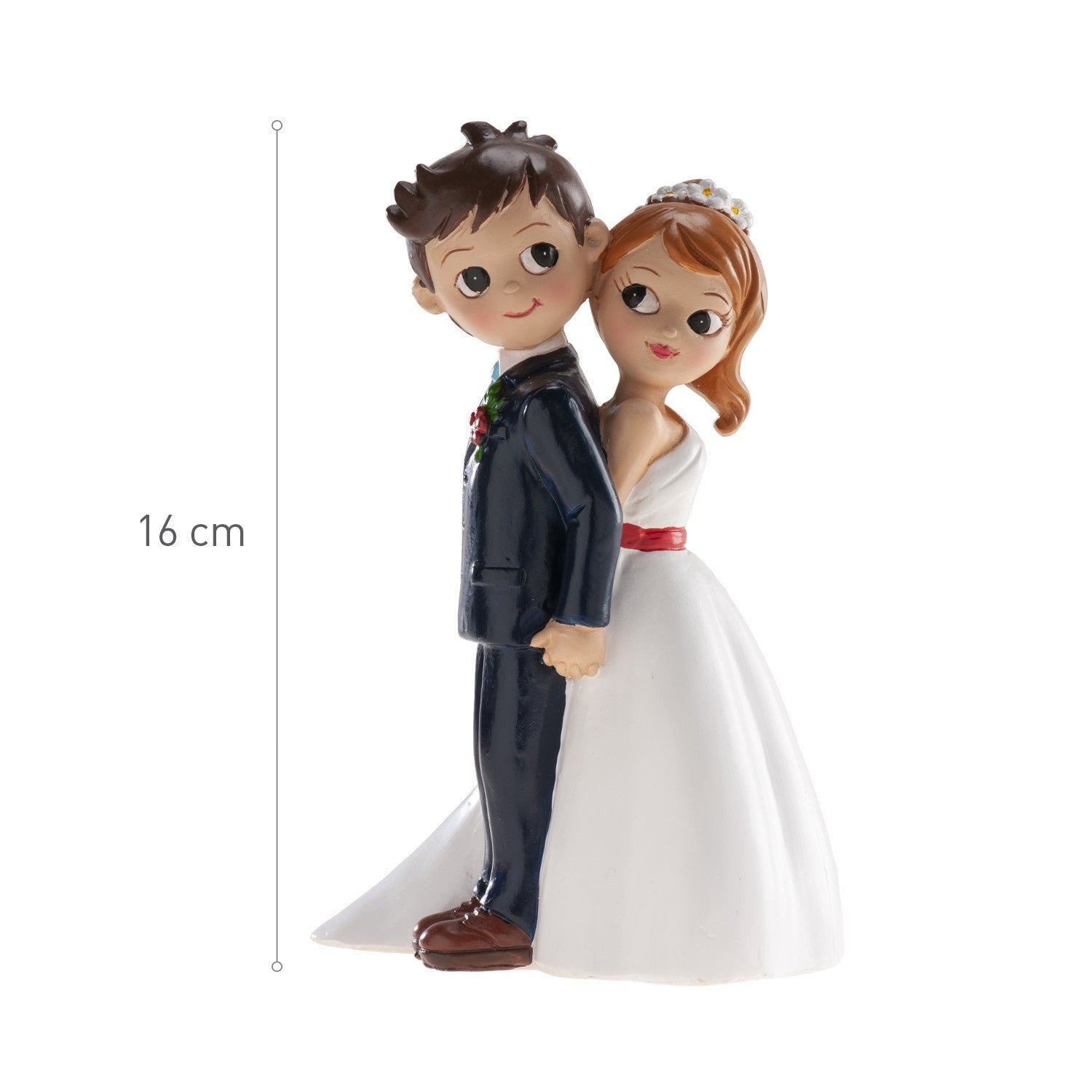 Cake Tooper Coppia Sposi Schiena contro Schiena 16 cm
