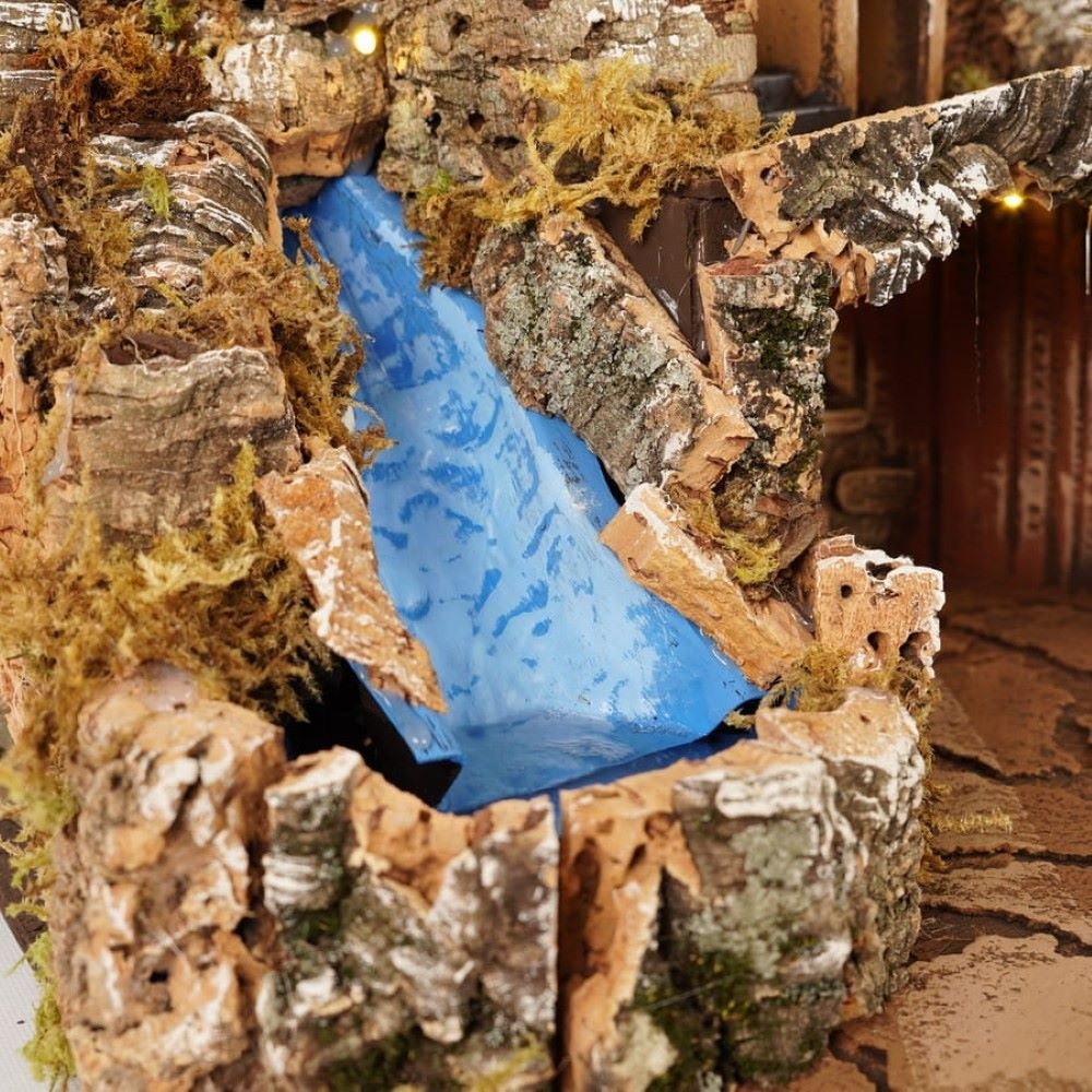 Presepe con cascata e mulino 65x60x50 cm