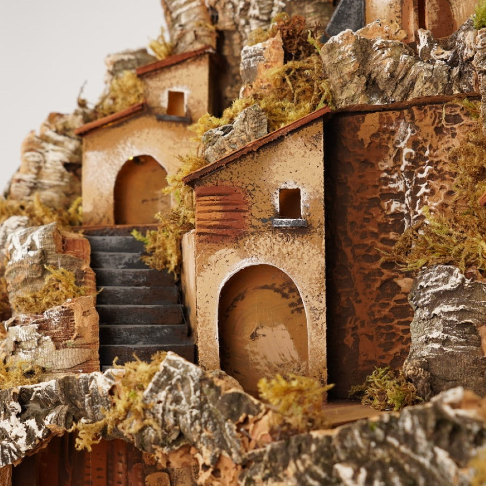 Presepe con cascata e mulino 65x60x50 cm