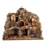 Presepe paesaggistico con fontana e mulino