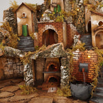 Presepe paesaggistico con fontana e mulino