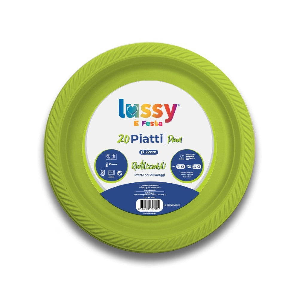 Piatti in plastica 22cm Verde 20 Pz