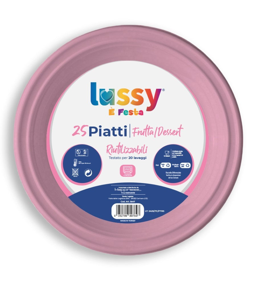 Piatti in plastica 17cm Rosa 25 Pz