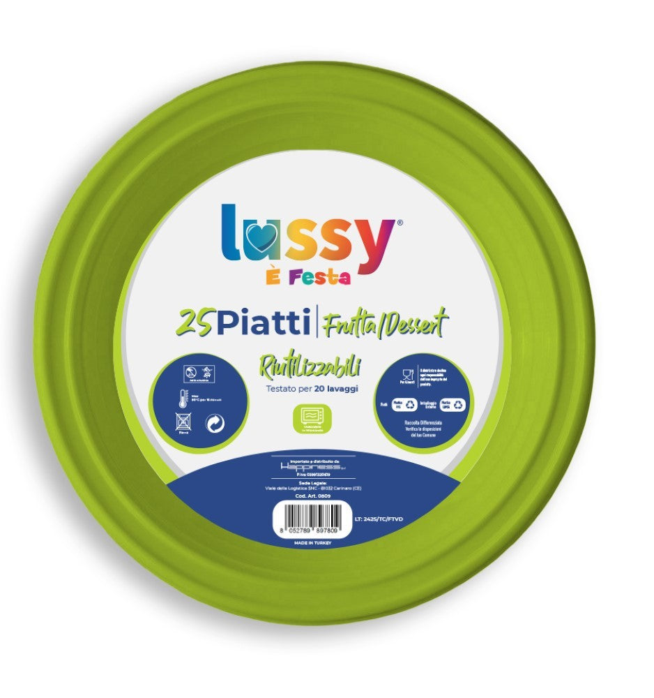 Piatti in plastica 17cm Verde 25 Pz