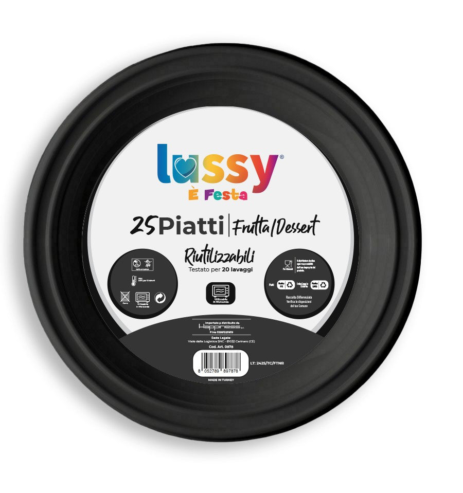 Piatti in plastica 17cm Nero 25 Pz