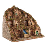 Presepe paesaggistico napoletano artigianale con luci cascata 60x53x53