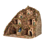 Presepe paesaggistico napoletano artigianale con luci cascata 60x53x53