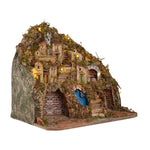 Presepe paesaggistico napoletano artigianale con luci e cascata 50x40x43 cm