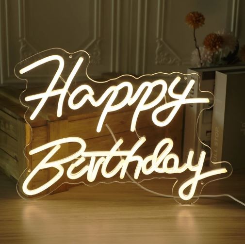 Scritta LED Happy Birthday Bianco Caldo