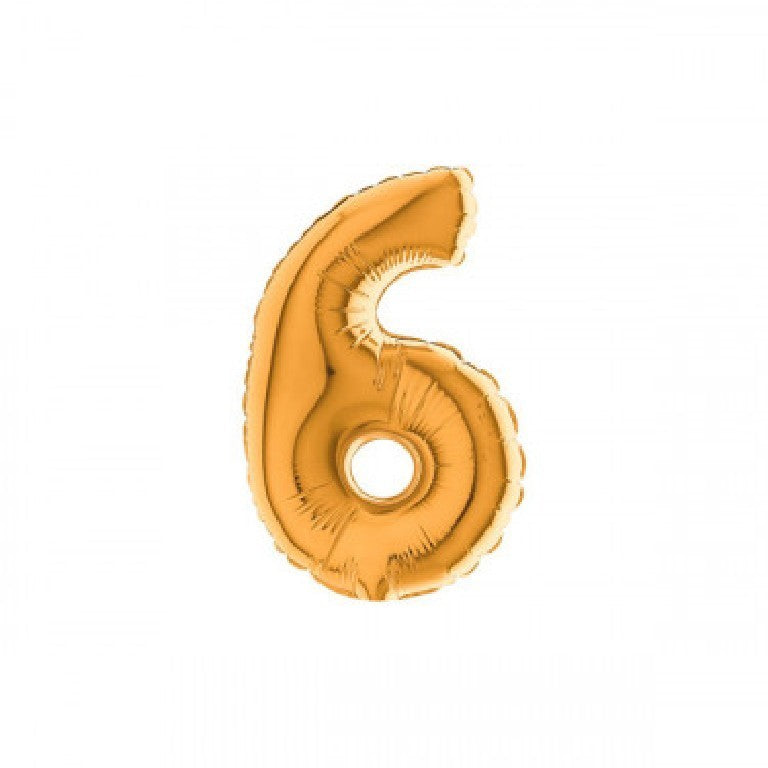 Palloncino mylar numero 6 Oro 14" 35 cm