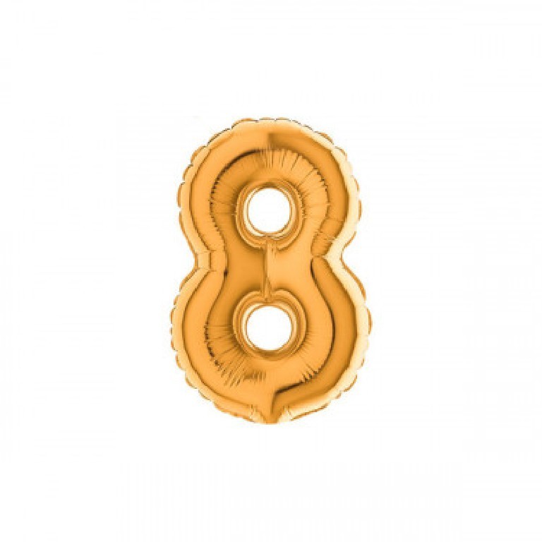 Palloncino mylar numero 8 Oro 14" 35 cm