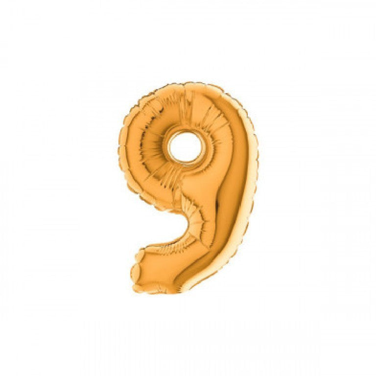 Palloncino mylar numero 9 Oro 14" 35 cm