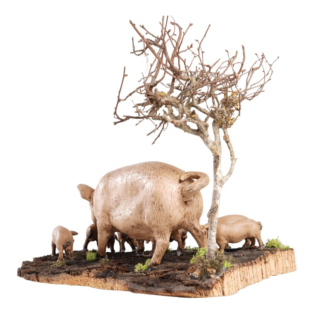 Scrofa con maialini per presepe da 35 cm