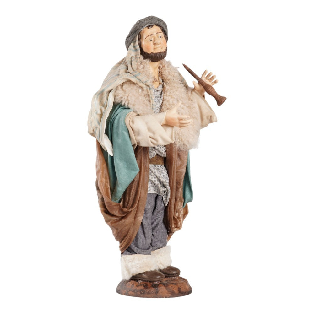 Pifferaio in terracotta vestito cm 35