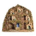 Presepe paesaggistico napoletano artigianale con luci cascata 60x53x53