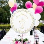 Palloncino in Foil Tondo da 45 cm con Stampa a Tema Comunione Gold Metal