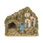Presepe paesaggistico napoletano artigianale con luci a led e cascata 54x35x40cm