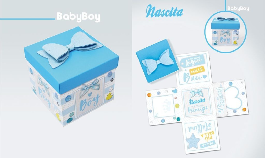 Scatola Skatush Baby Boy Nascita Celeste