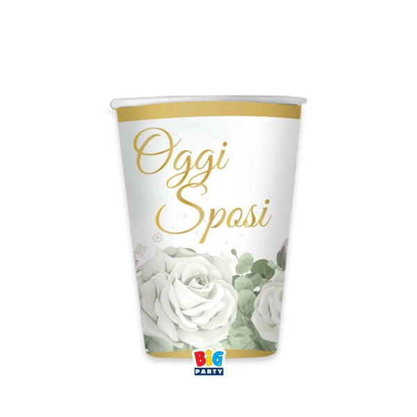 Bicchieri di carta Oggi Sposi Eucalipto 250cc 6pz