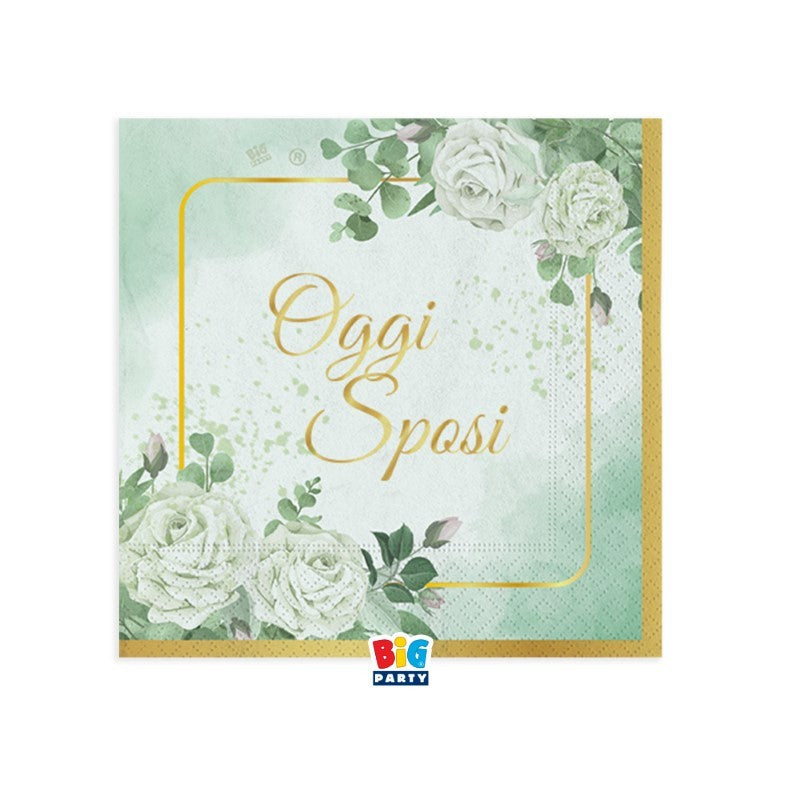 Tovaglioli Oggi Sposi Eucalipto 16pz 25x25 cm