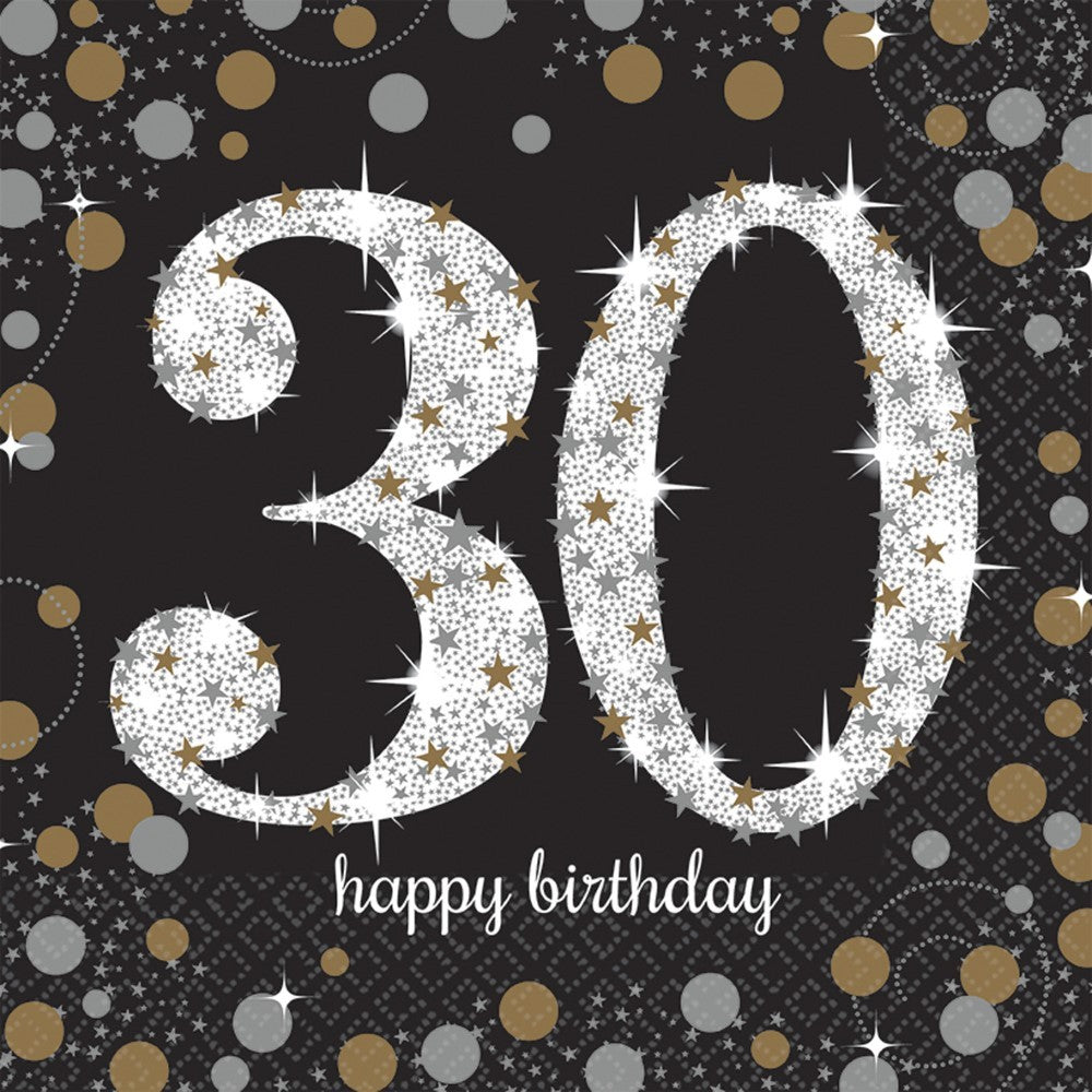 Tovaglioli di carta buon 30° Compleanno Oro 15pz