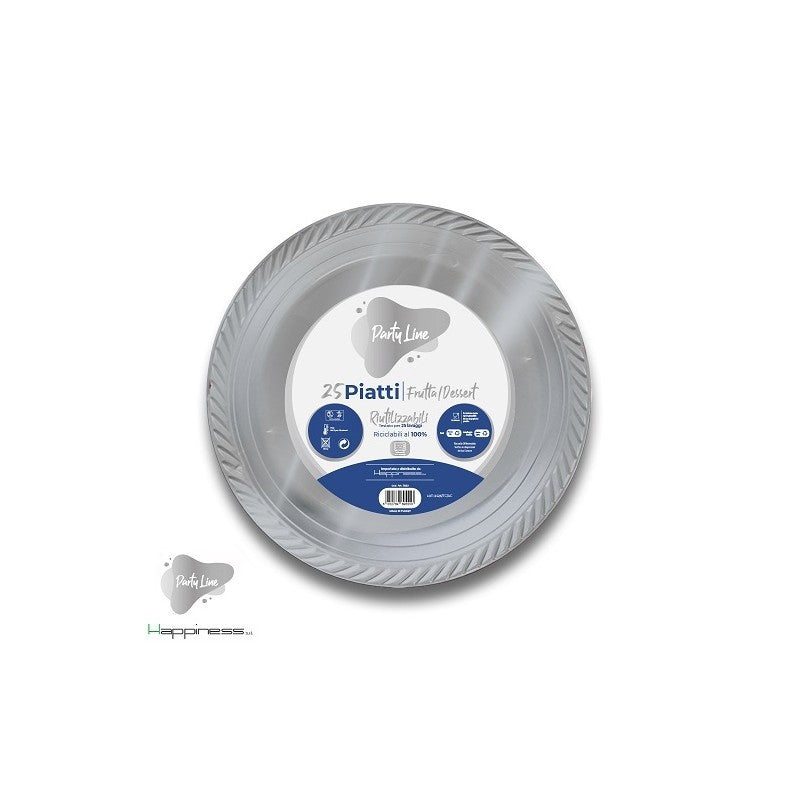 Piatti in plastica 17cm Argento 25 Pz
