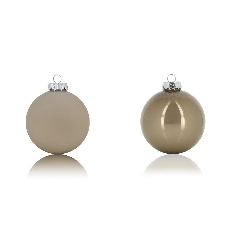 Sfere palline 40 mm tortora in vetro per albero 36 pz