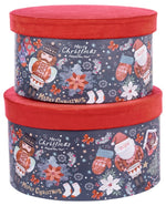 Set 2 Scatole Natalizie in Velluto Babbo Natale e Schiaccianoci