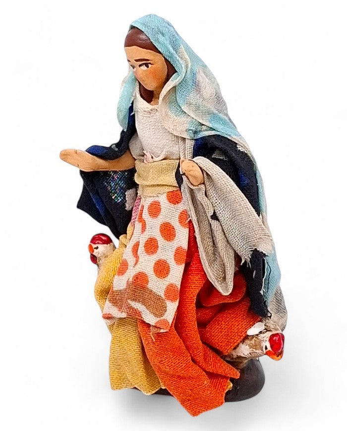 Statuetta Donna con Galline 8 cm in Terracotta