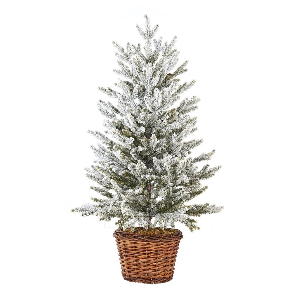 Pinetto White Scotch 80 cm floccato con cesta in legno