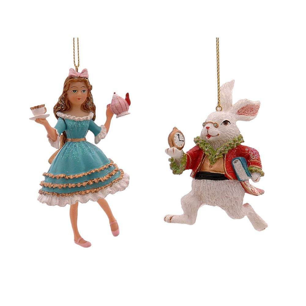 Vetur | Statuine per Albero di Natale Alice e Bian Coniglio - 10cm 1pz