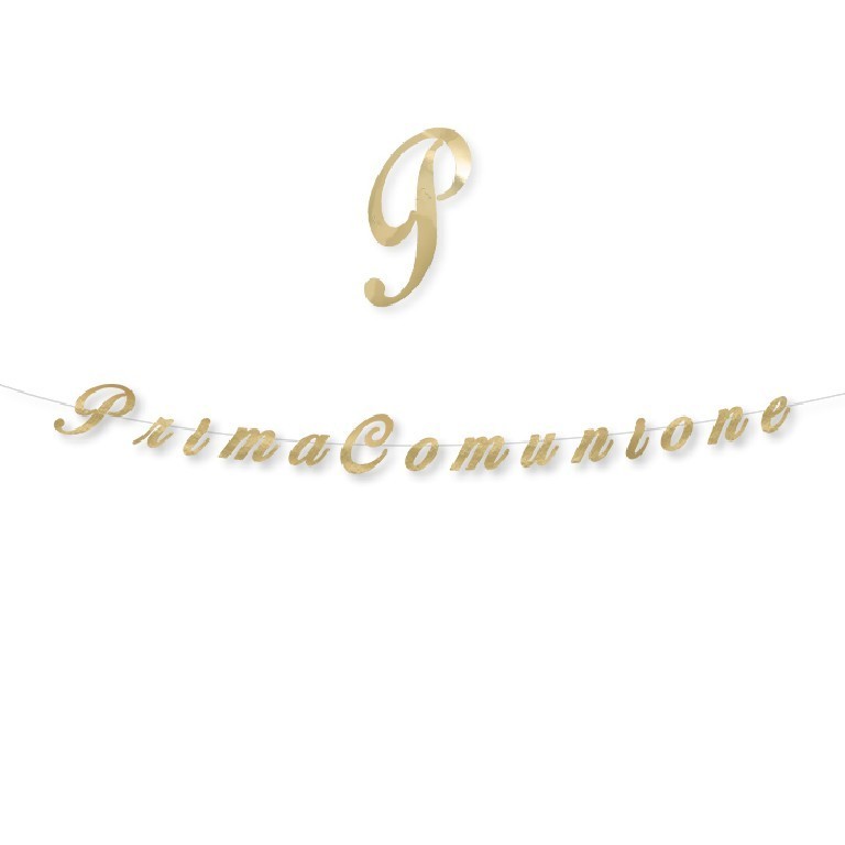 Festone Scritta Italic Prima Comunione Oro Metallizzato cm 300x15