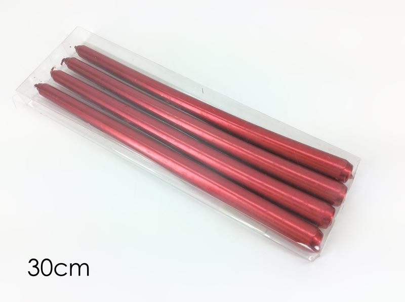 SET 4 CANDELE LISCE 30 CM ROSSO