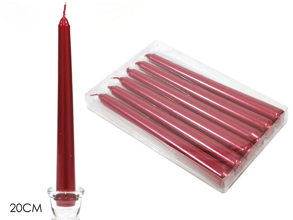 SET 6 CANDELE LISCE 20 CM ROSSO